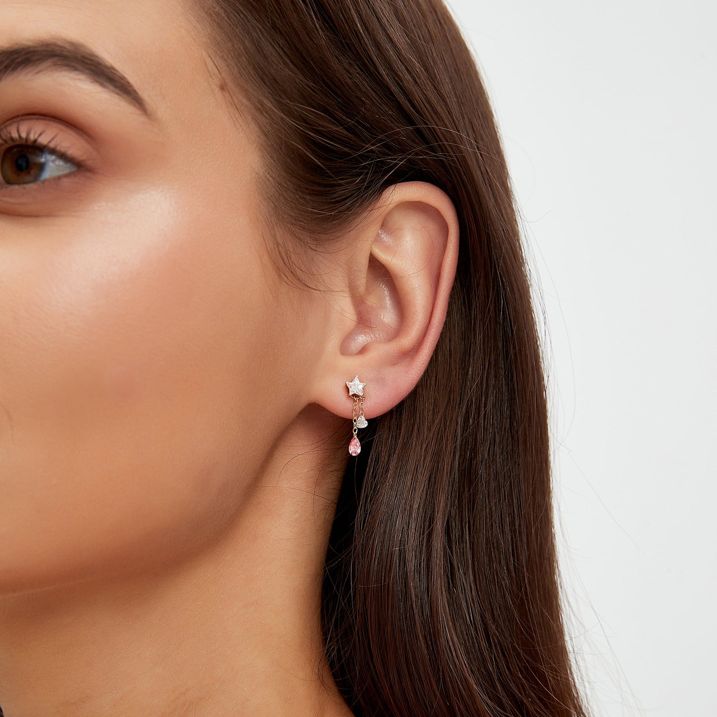 Heart-Shaped and Pink Floating Diamond Charm