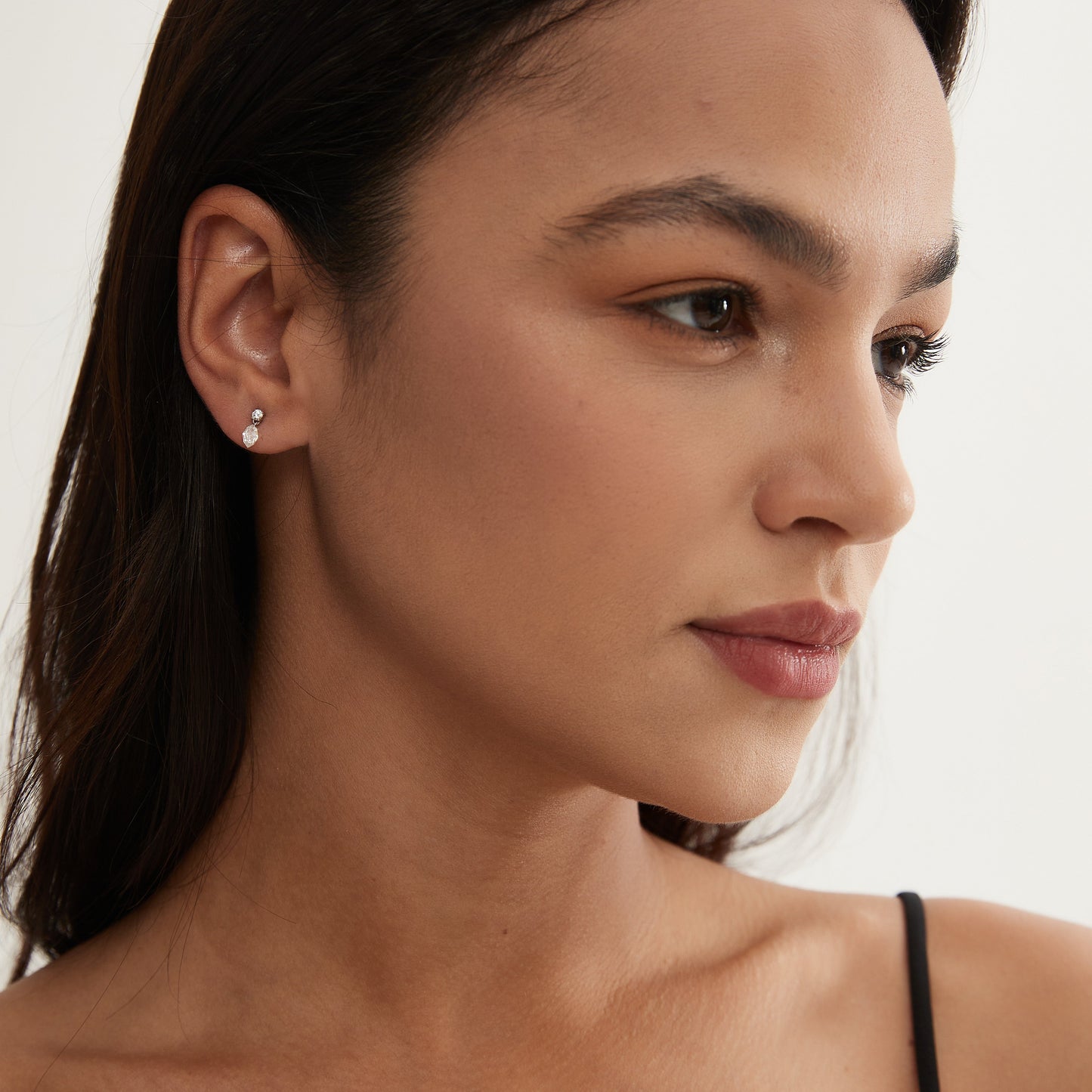Floating Step Cut Marquise Diamond Threaded Stud Earring - LTM JEWELS