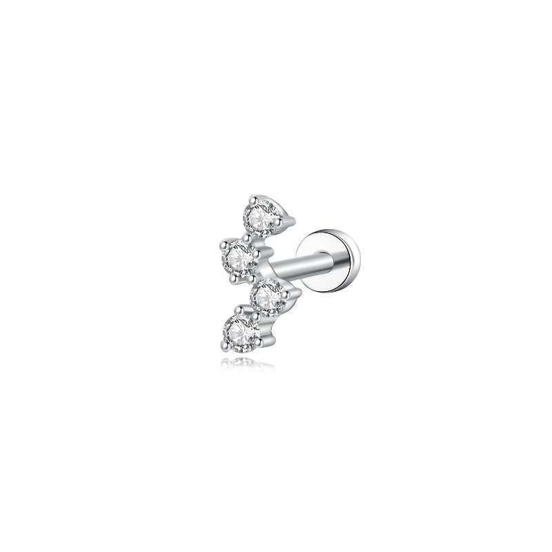 White Diamond Threaded Stud Earring - LTM JEWELS