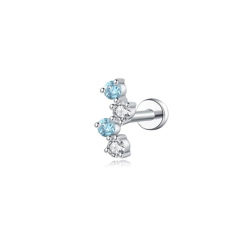Blue Diamond Threaded Stud Earring
