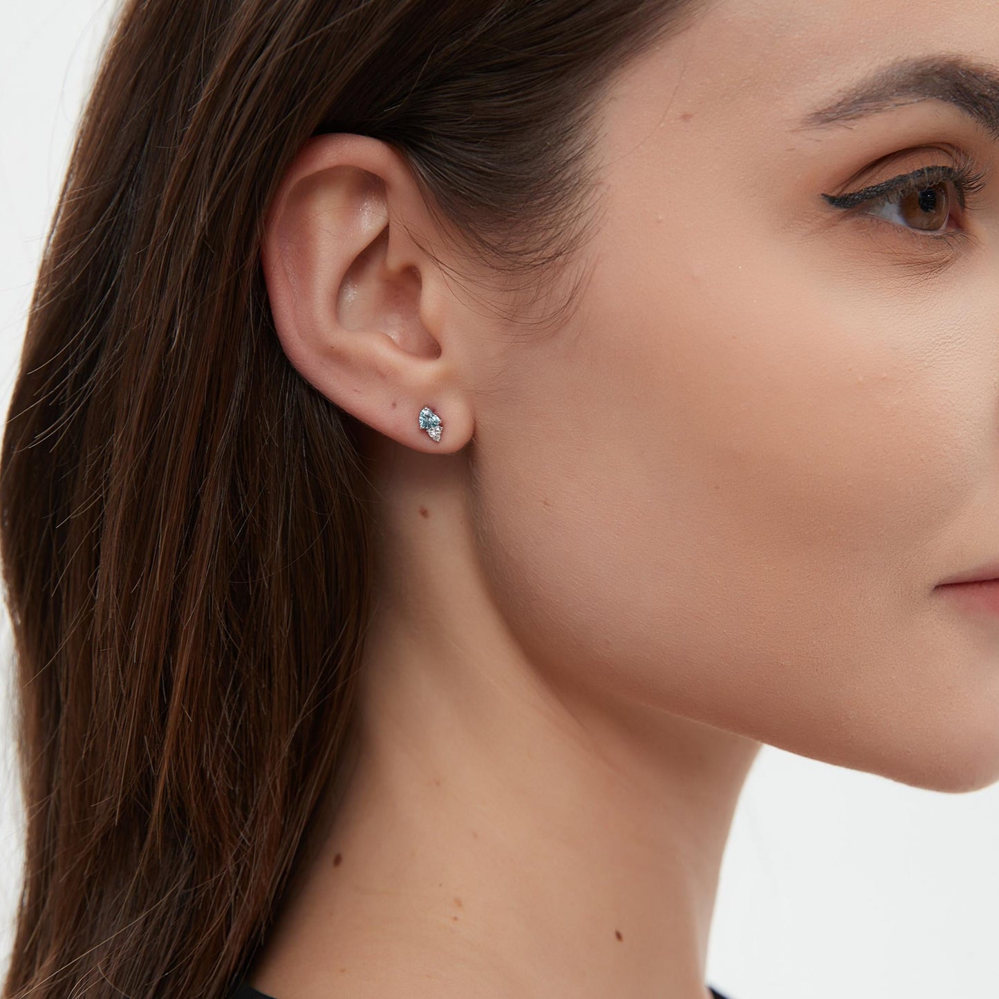 Blue Heart Diamond Threaded Stud Earring - LTM JEWELS