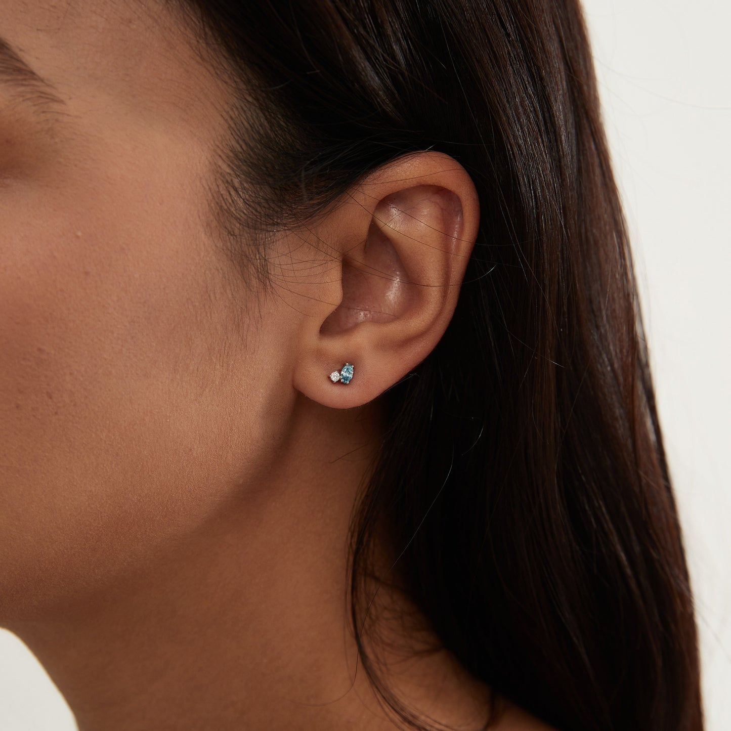 Blue Marquise Helix Piercing Earring Studs with Lab-Grown Diamond – Ethical, Elegant & Sustainable | LTM Jewels - LTM JEWELS