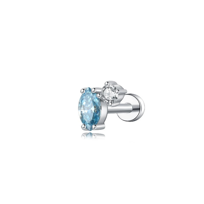 Blue Marquise Helix Piercing Earring Studs with Lab-Grown Diamond – Ethical, Elegant & Sustainable | LTM Jewels - LTM JEWELS