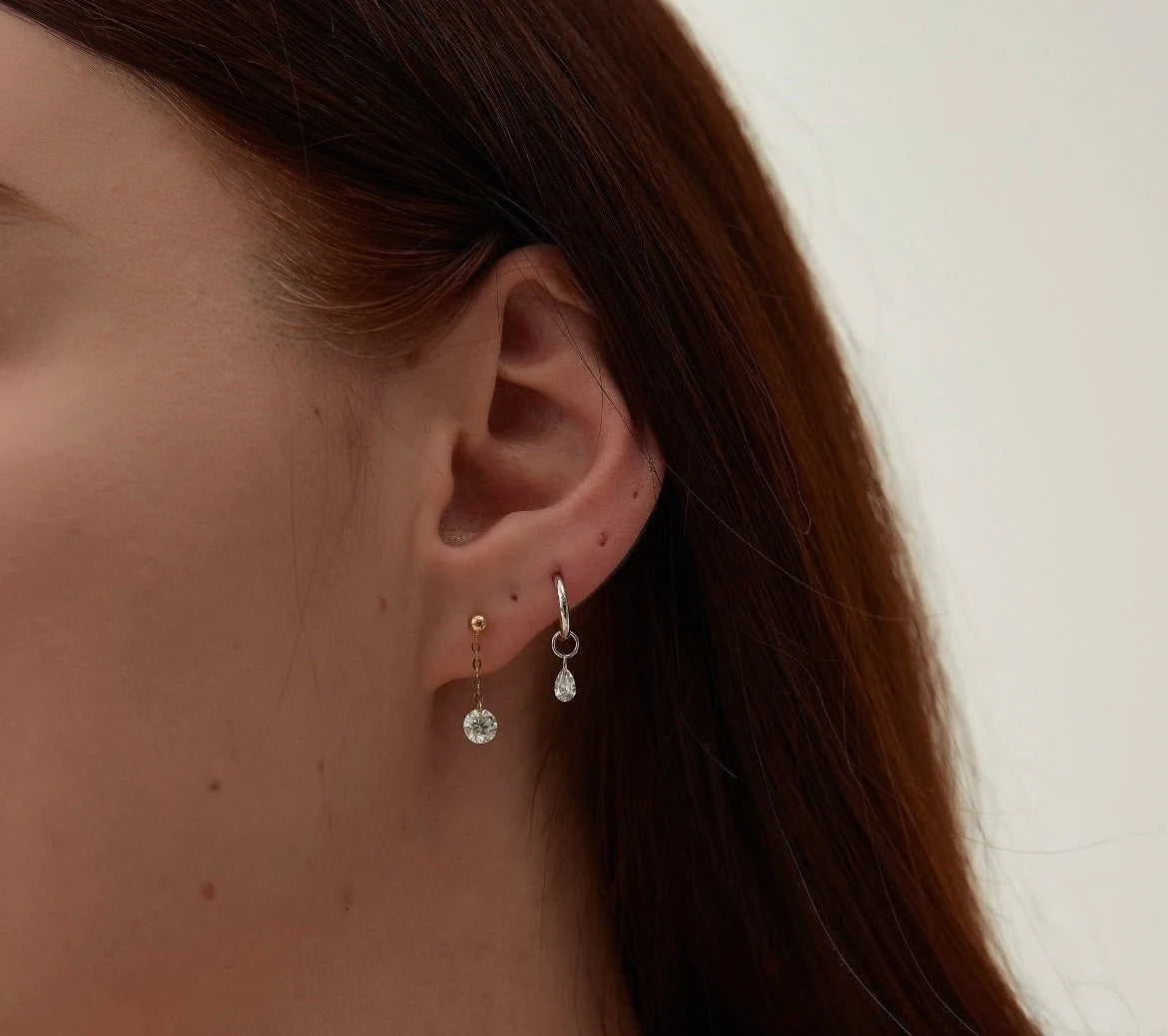 Floating Diamond Chain Threaded Stud Earring - LTM JEWELS