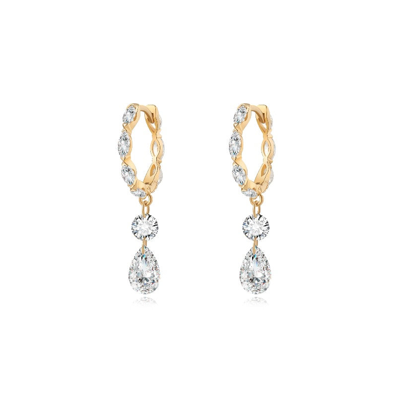 Floating Diamond Charm Hoop Earrings