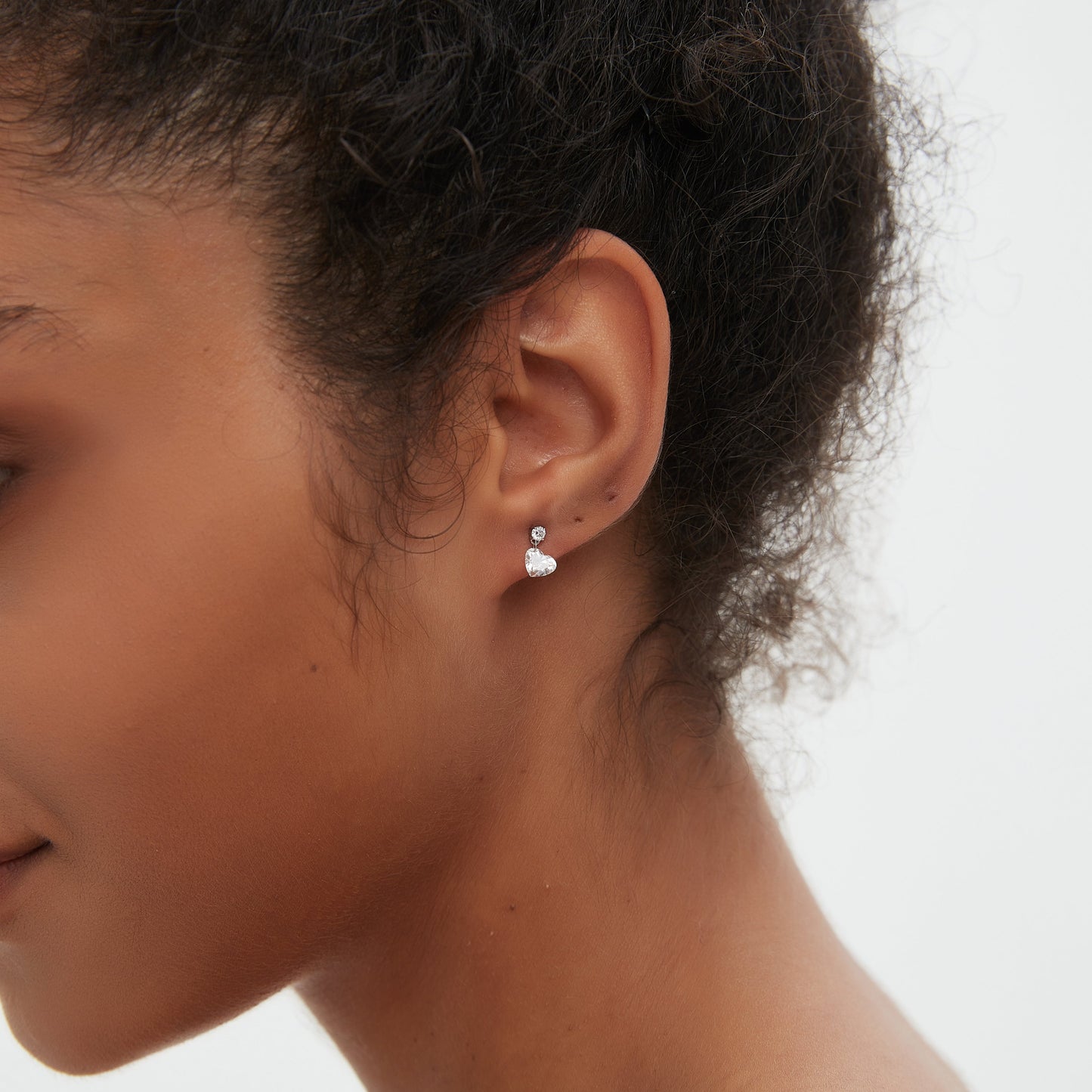 Floating Heart Cut Diamond Threaded Stud Earring - LTM JEWELS