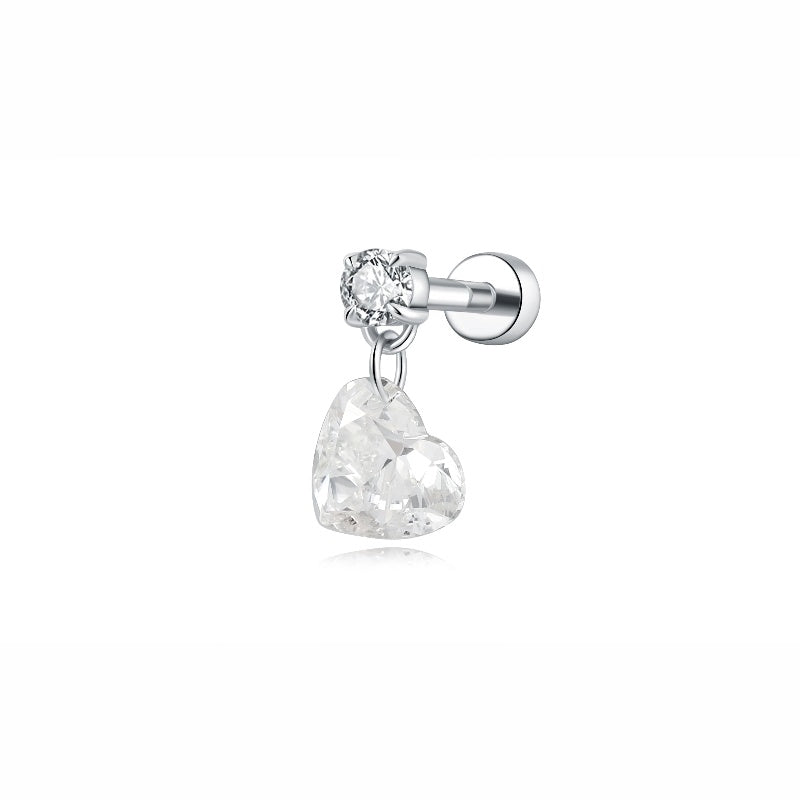 Floating Heart Cut Diamond Threaded Stud Earring - LTM JEWELS