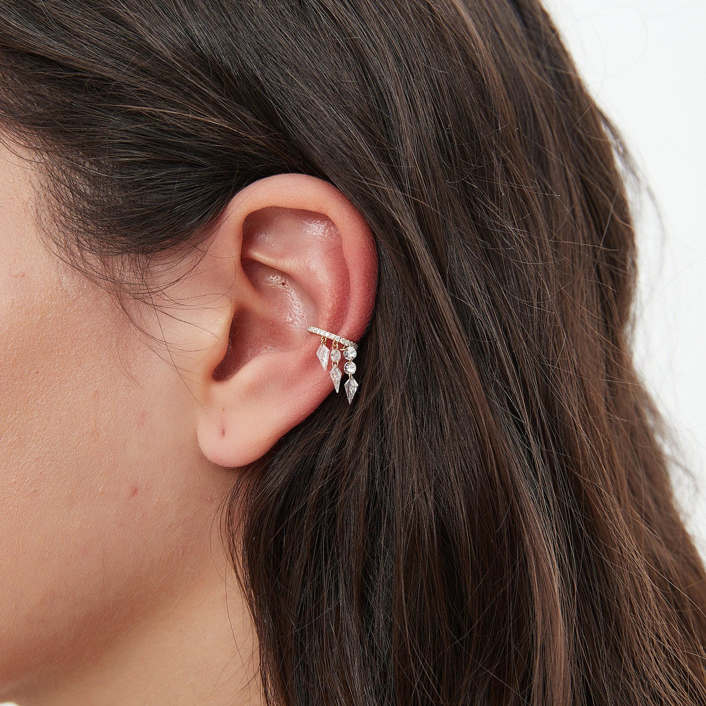 Floating Kite-shaped Diamond Ear Cuff