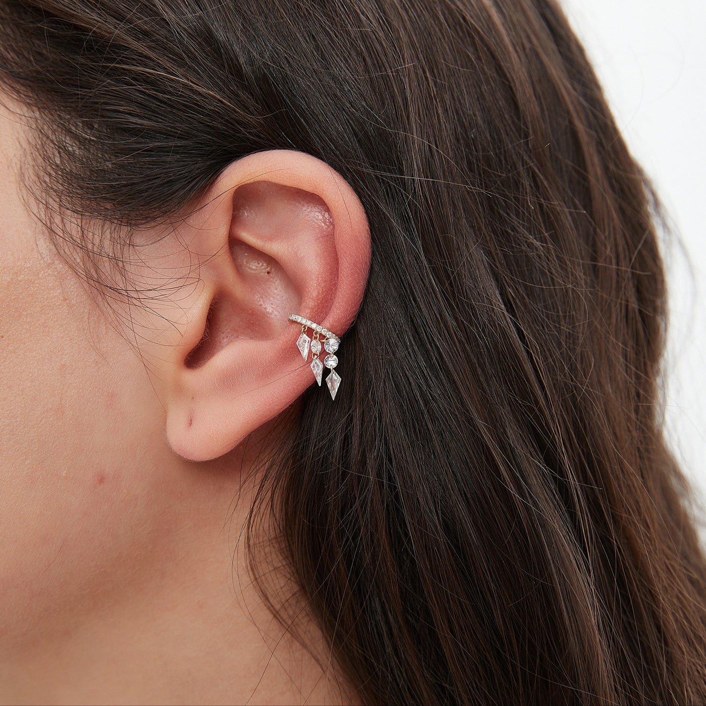 Floating Kite-shaped Diamond Ear Cuff