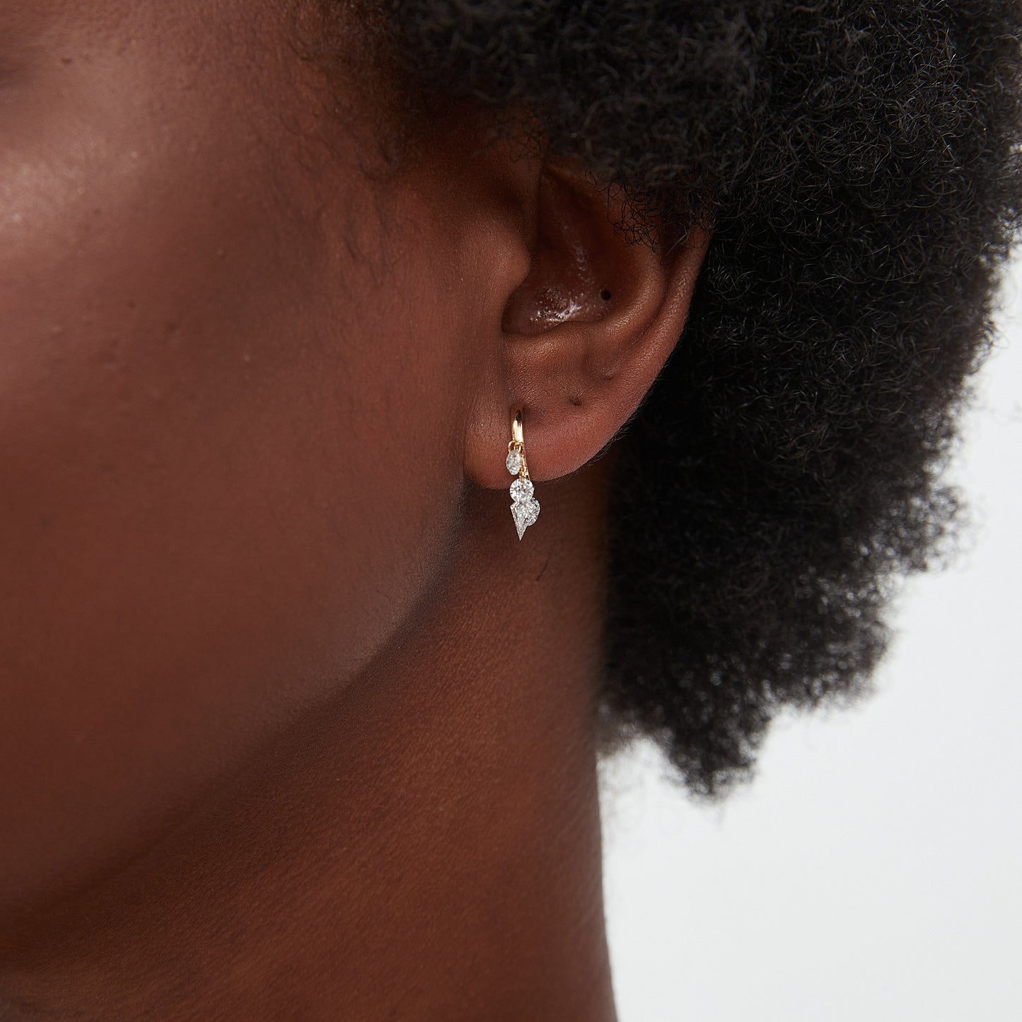 Floating Kite Diamond Charm Hoop Earring
