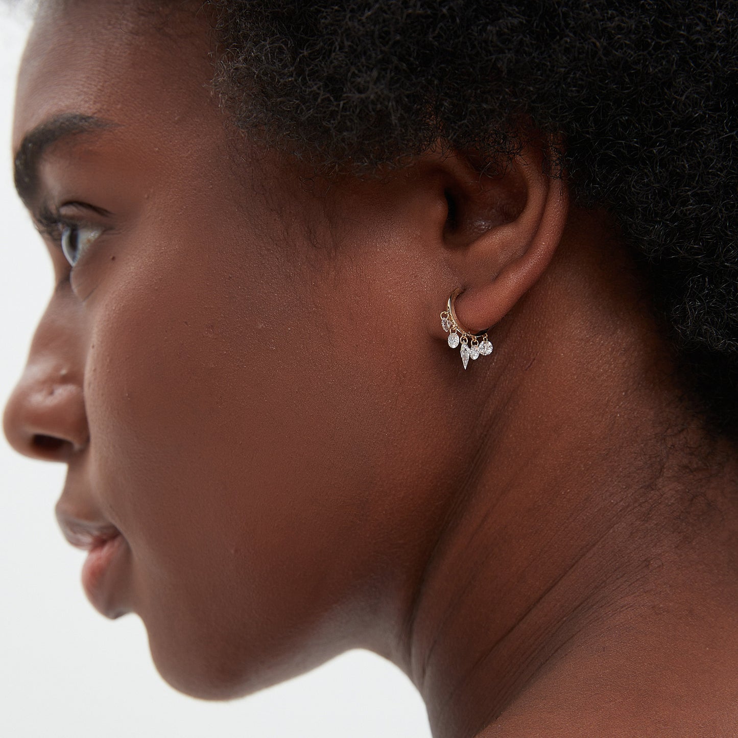 Floating Kite Diamond Charm Hoop Earring
