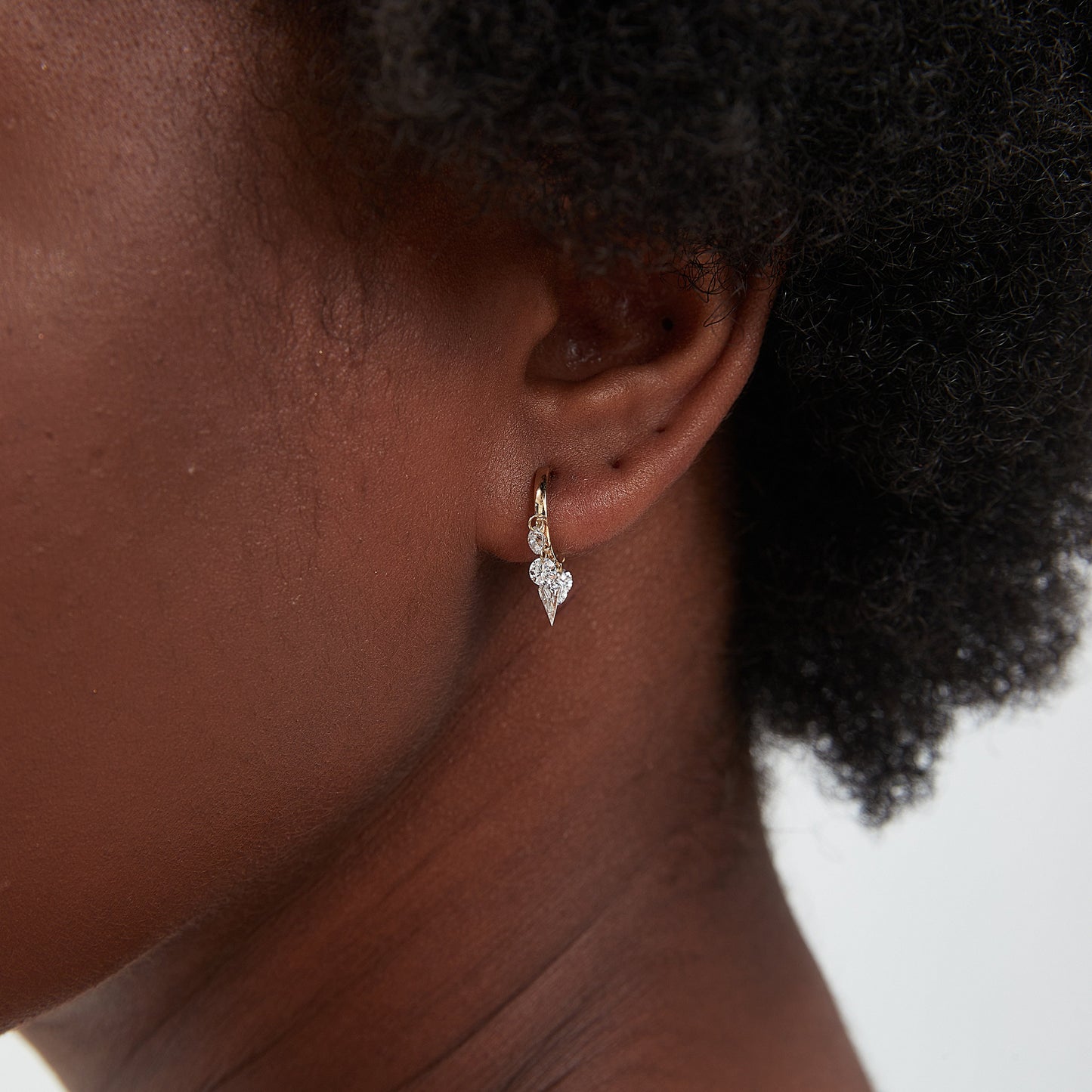 Floating Kite Diamond Charm Hoop Earring