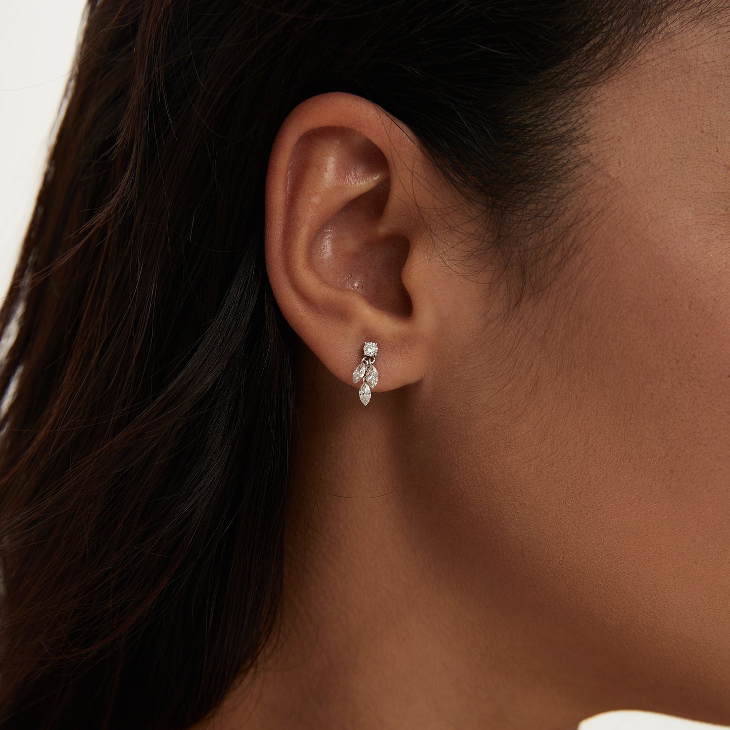 Floating Marquise Diamond Threaded Stud Earring - LTM JEWELS
