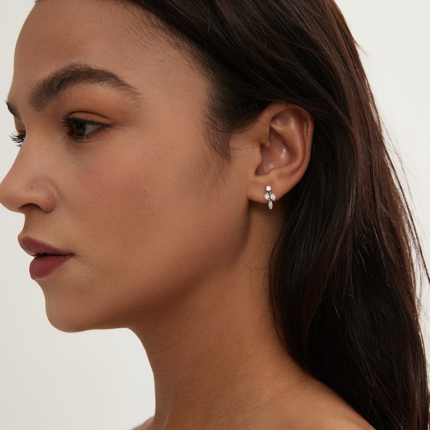 Floating Marquise Diamond Threaded Stud Earring - LTM JEWELS