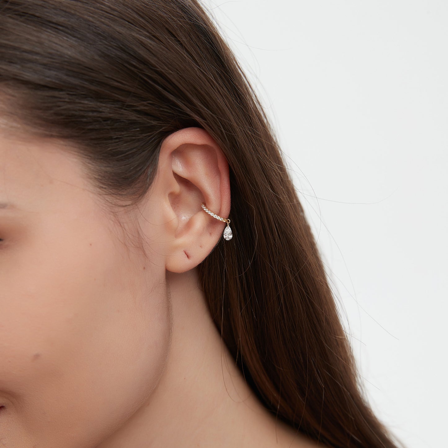 Floating Pear Diamond Ear Cuff - LTM JEWELS