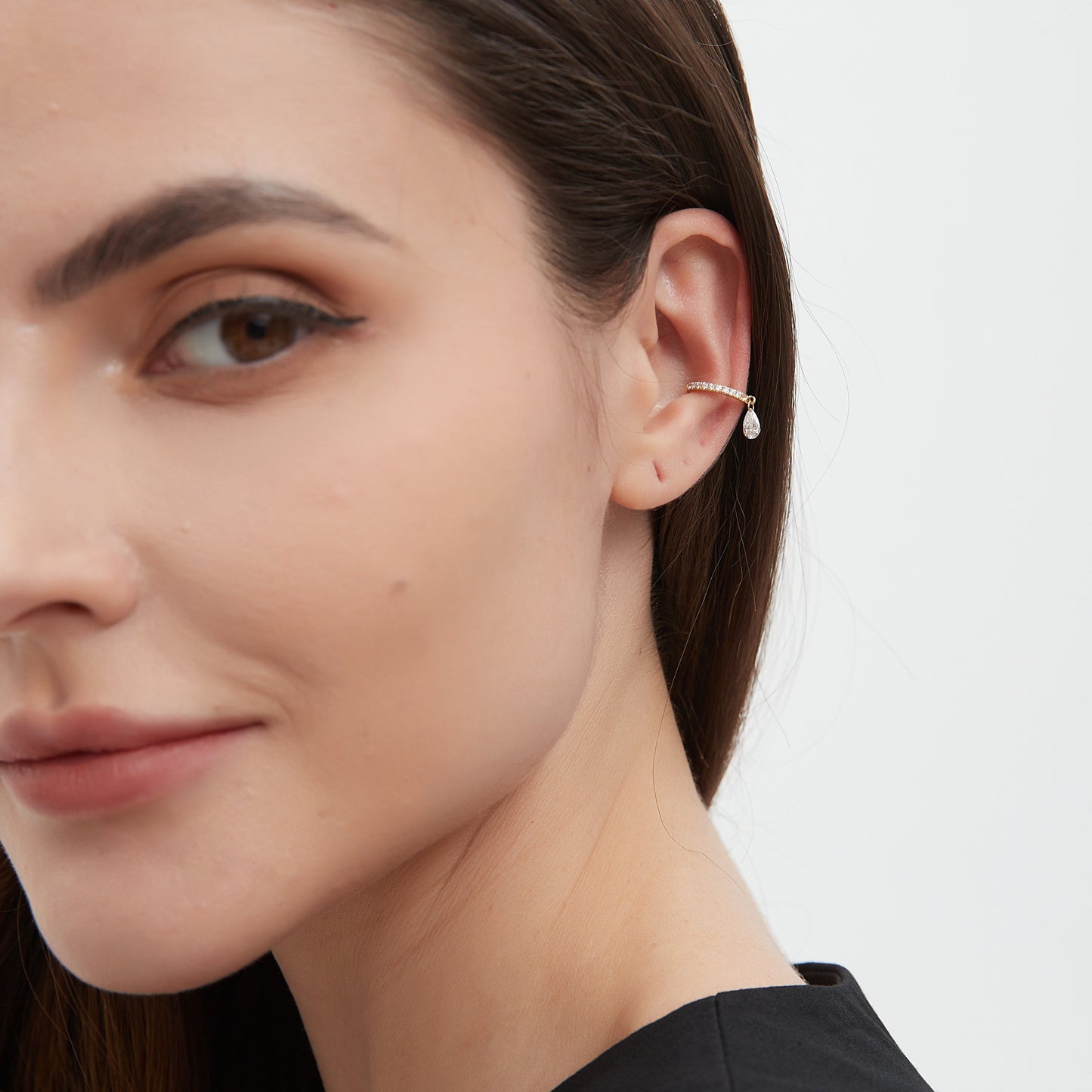 Floating Pear Diamond Ear Cuff - LTM JEWELS