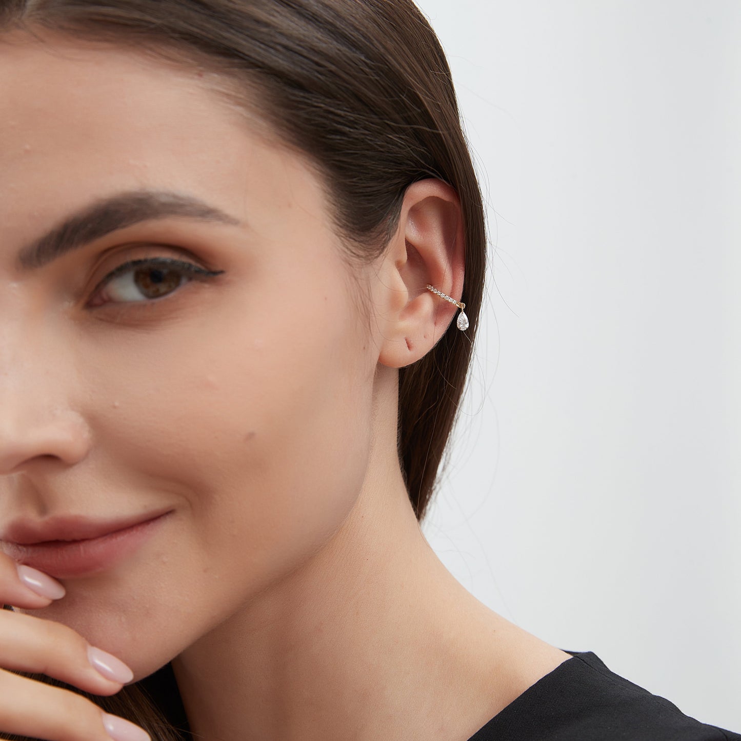 Floating Pear Diamond Ear Cuff - LTM JEWELS