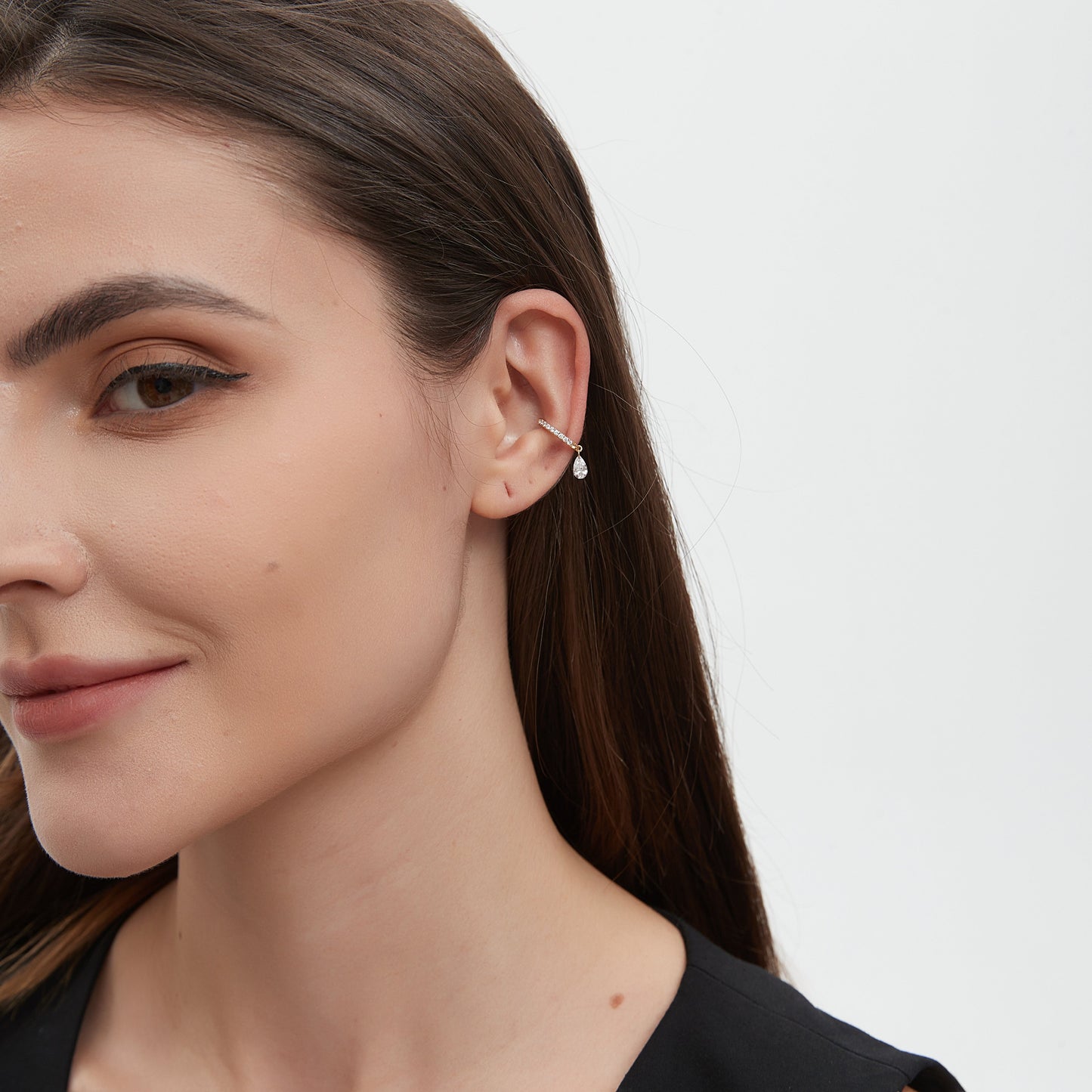 Floating Pear Diamond Ear Cuff - LTM JEWELS