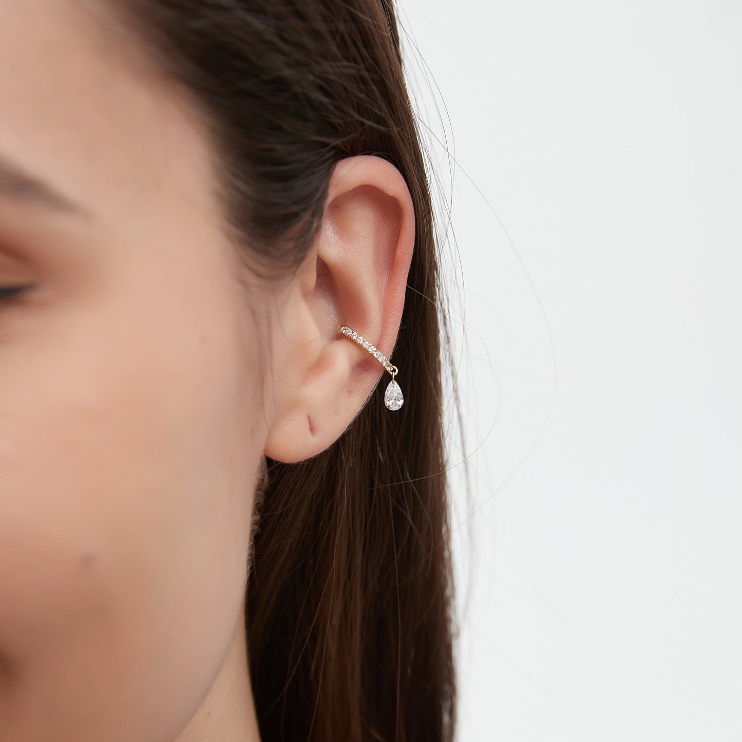 Floating Pear Diamond Ear Cuff - LTM JEWELS
