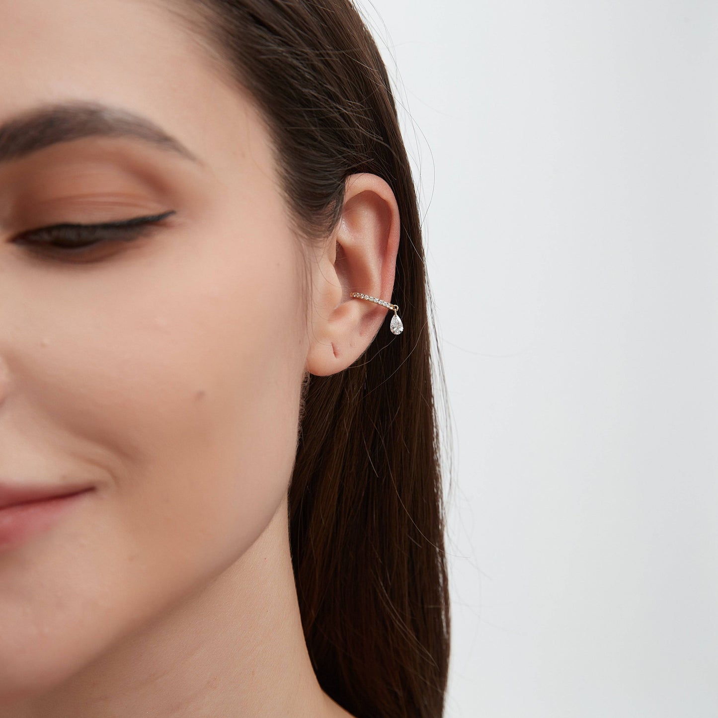 Floating Pear Diamond Ear Cuff - LTM JEWELS