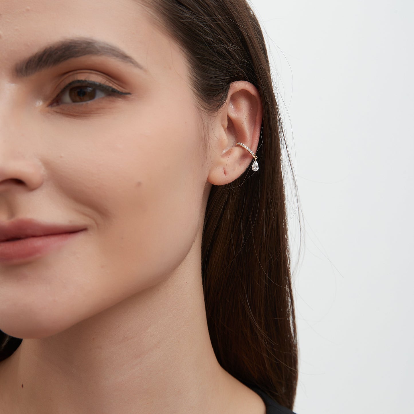 Floating Pear Diamond Ear Cuff - LTM JEWELS