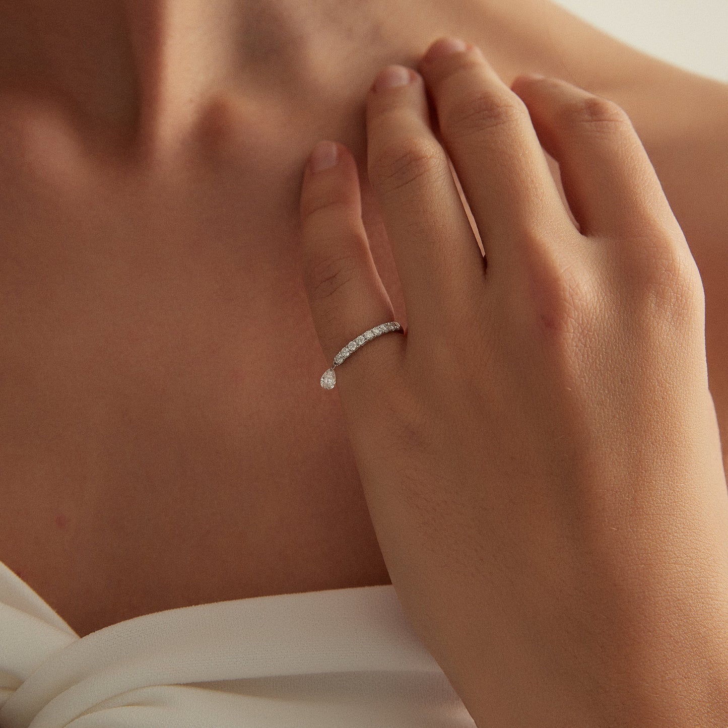 Floating Pear Diamond Ring - LTM JEWELS
