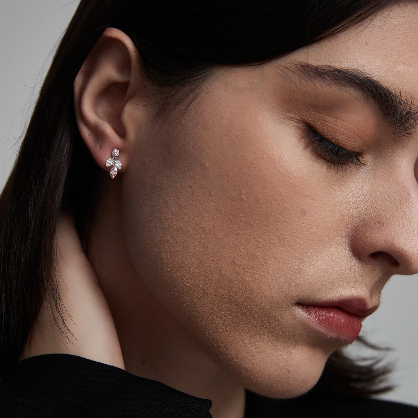 Floating Pink Marquise Diamond Threaded Stud Earring - LTM JEWELS