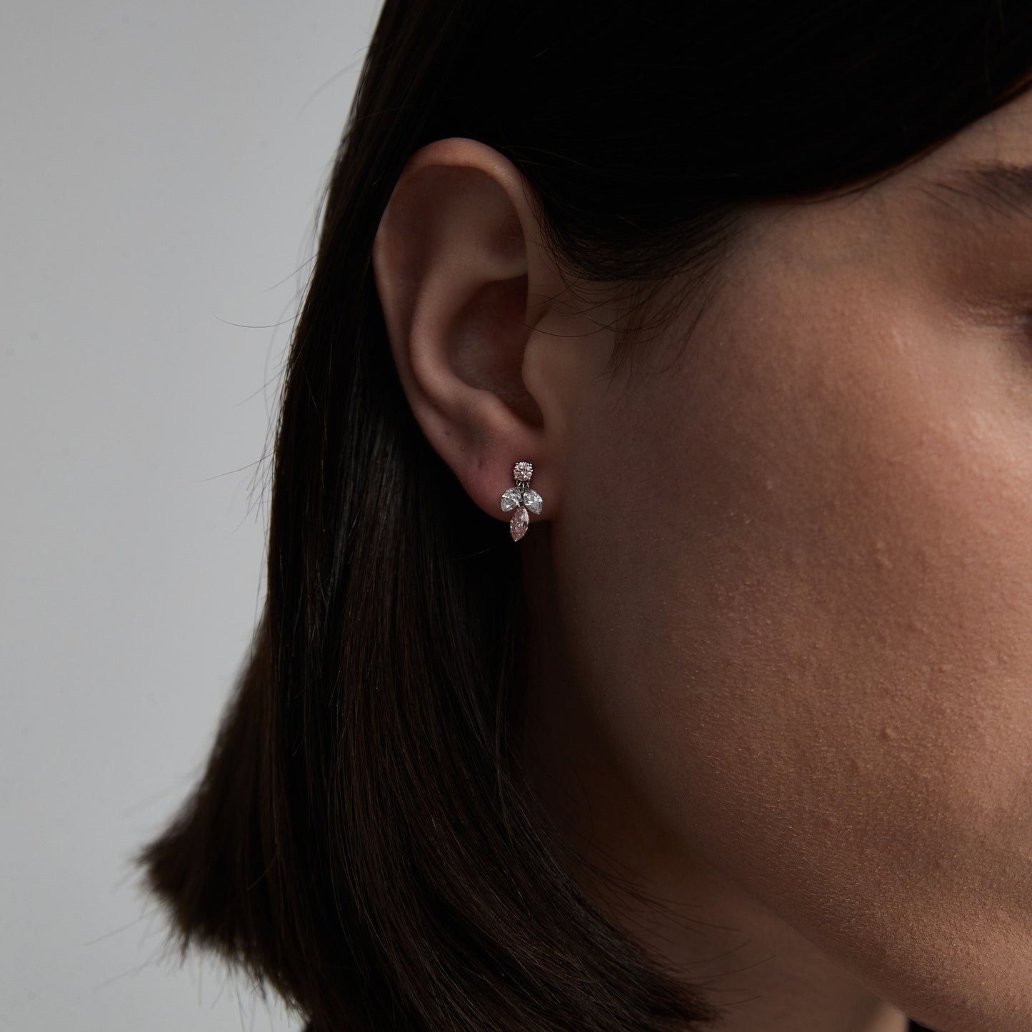 Floating Pink Marquise Diamond Threaded Stud Earring - LTM JEWELS