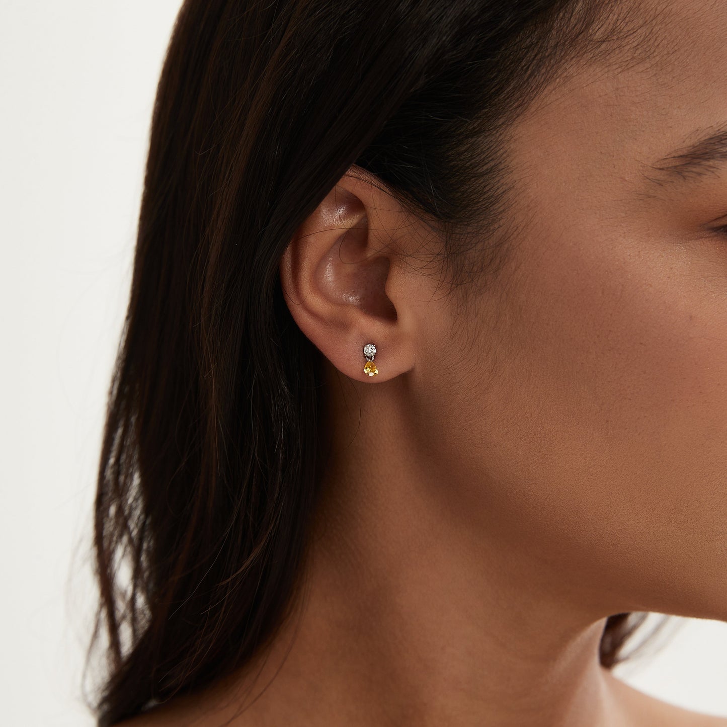 Floating Yellow Marquise Diamond Threaded Stud Earring - LTM JEWELS