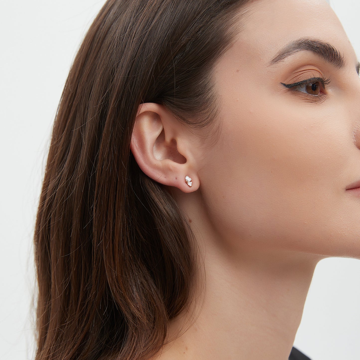 Gold Heart Diamond Threaded Stud Earring - LTM JEWELS