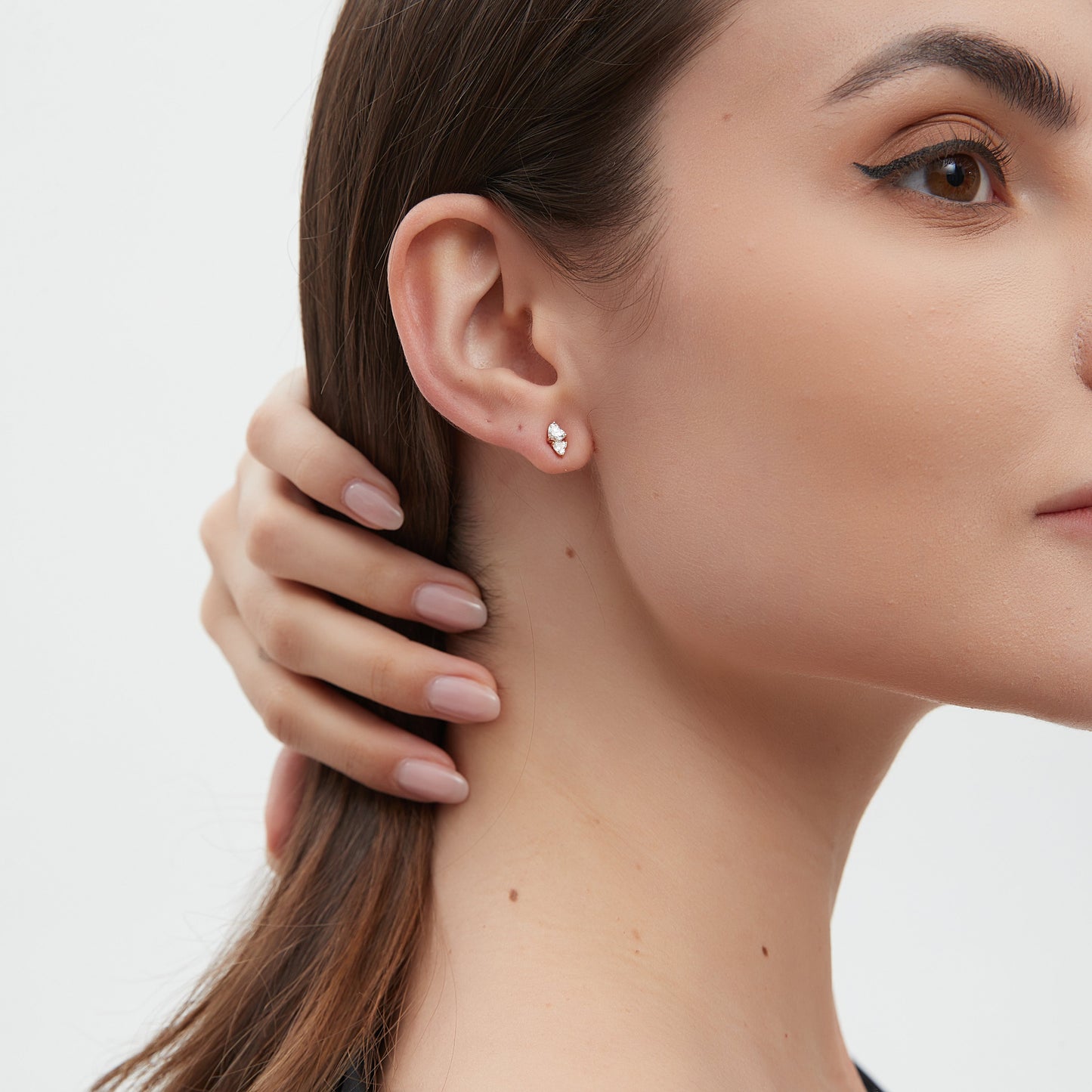 Gold Heart Diamond Threaded Stud Earring - LTM JEWELS