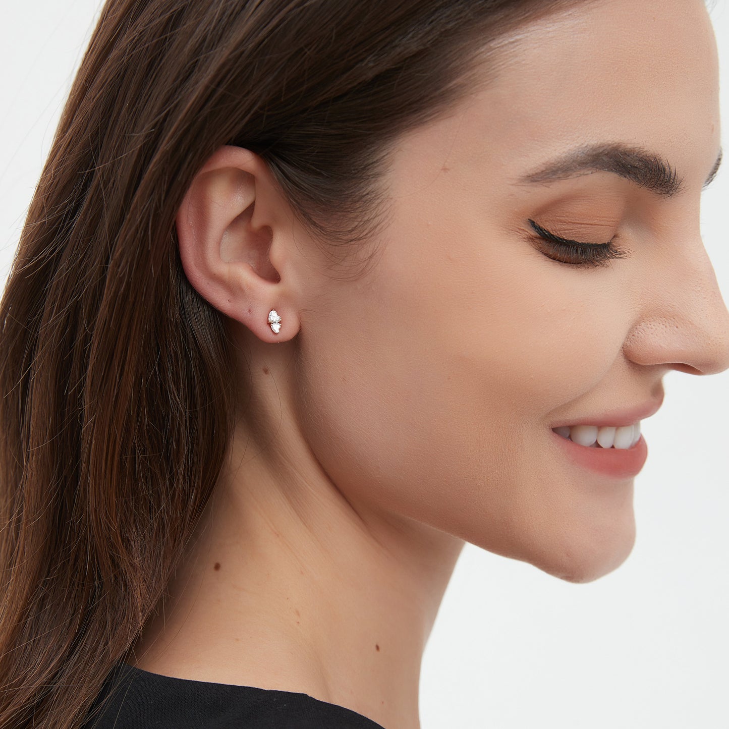Gold Heart Diamond Threaded Stud Earring - LTM JEWELS
