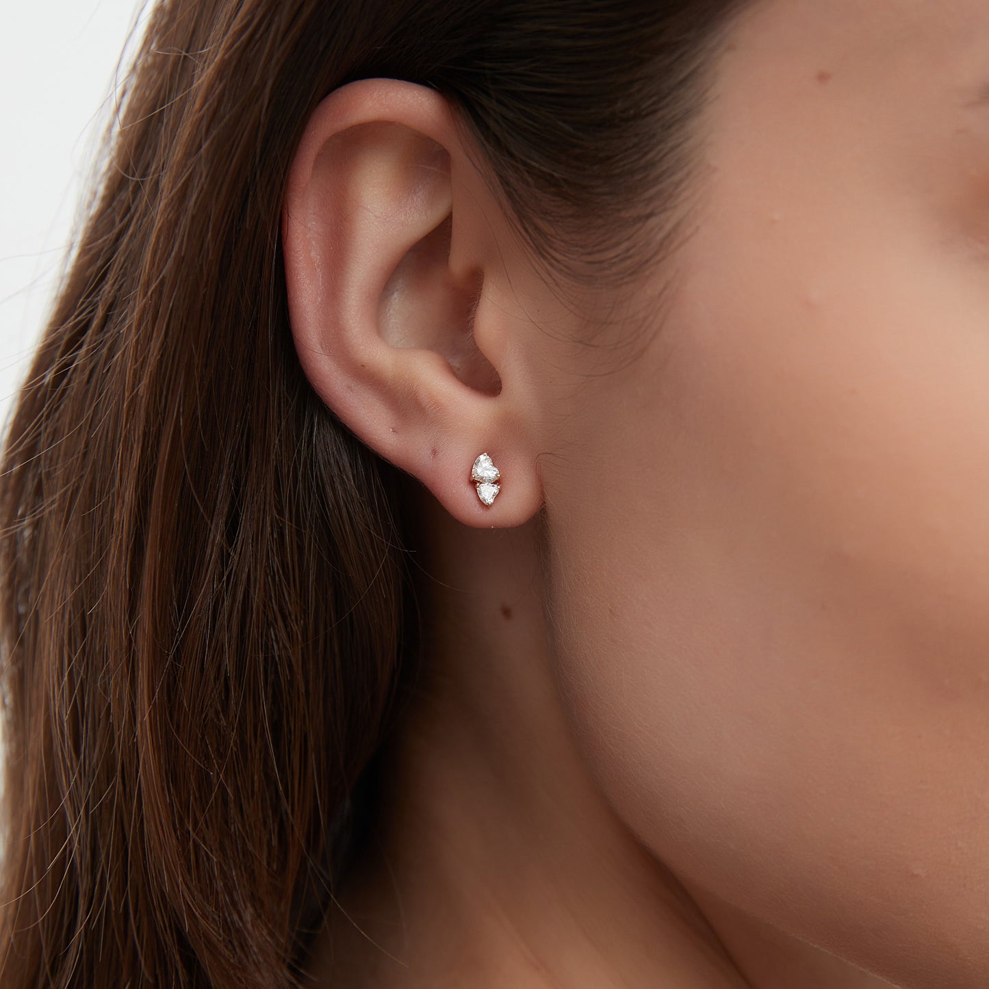 Gold Heart Diamond Threaded Stud Earring - LTM JEWELS
