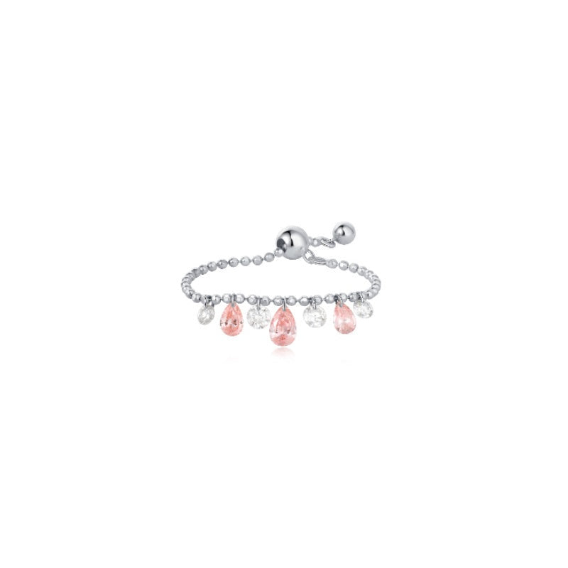 Floating Multiple Drilled Diamonds Chain Finger Ring