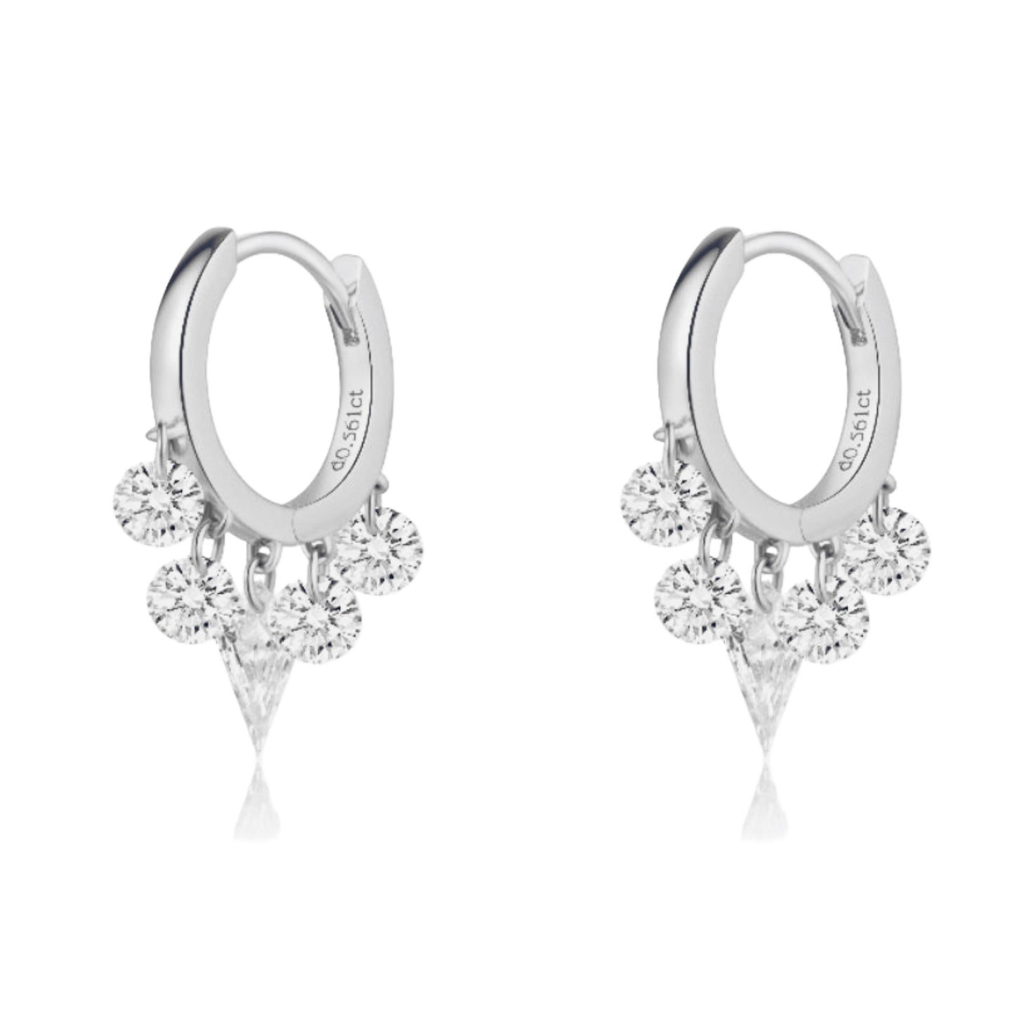 Floating Kite Diamond Charm Hoop Earring