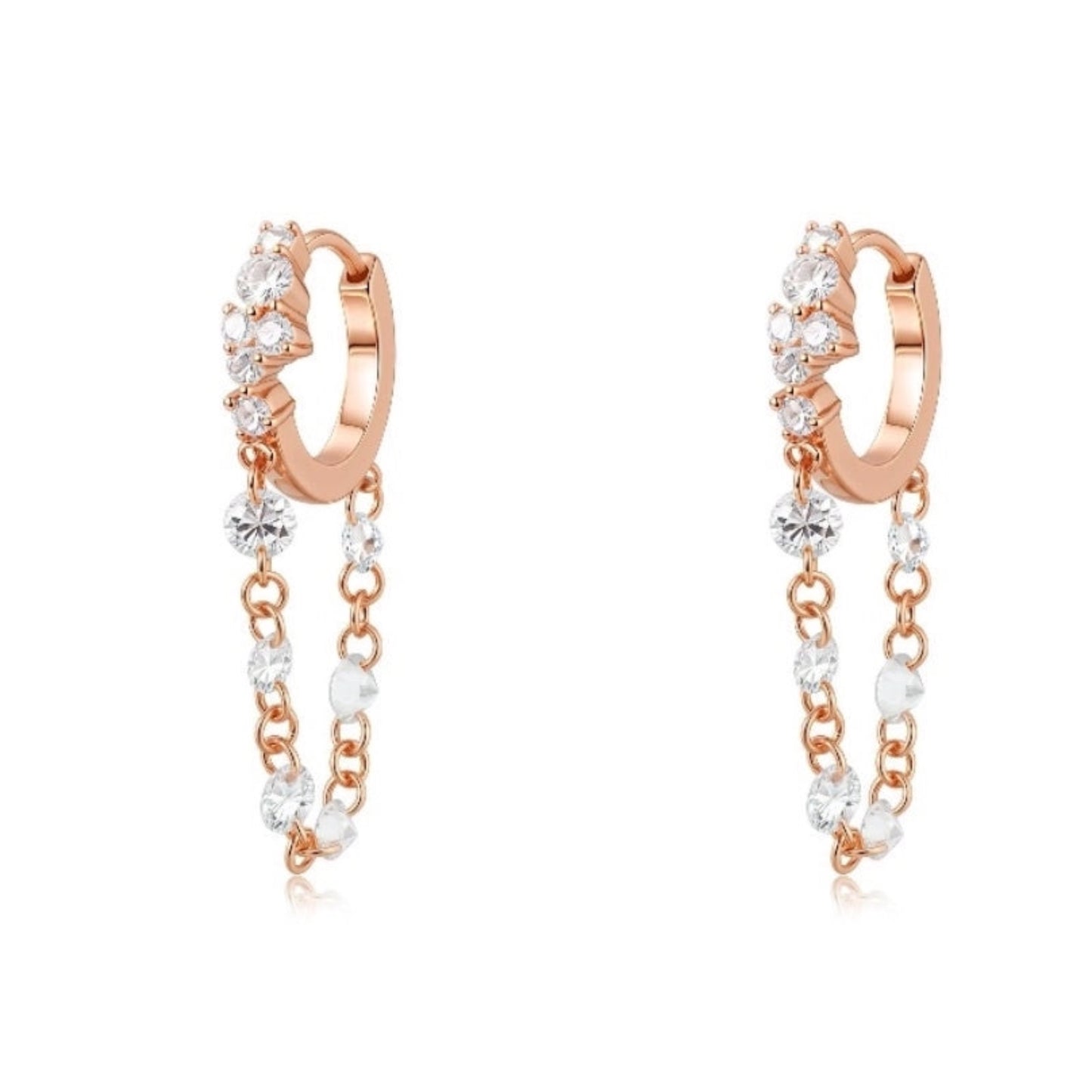 Floating Diamond Hoop Chain Earring Style A