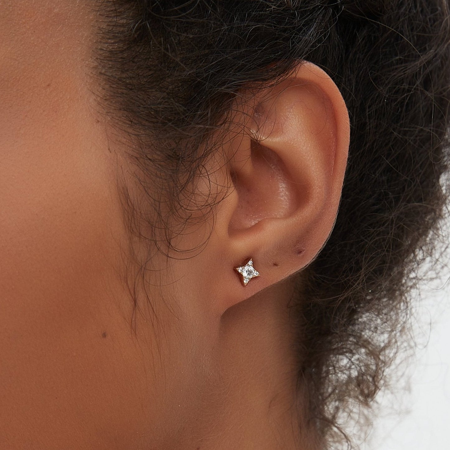 Natural Diamond Cut Threaded Star Stud Earring - LTM JEWELS