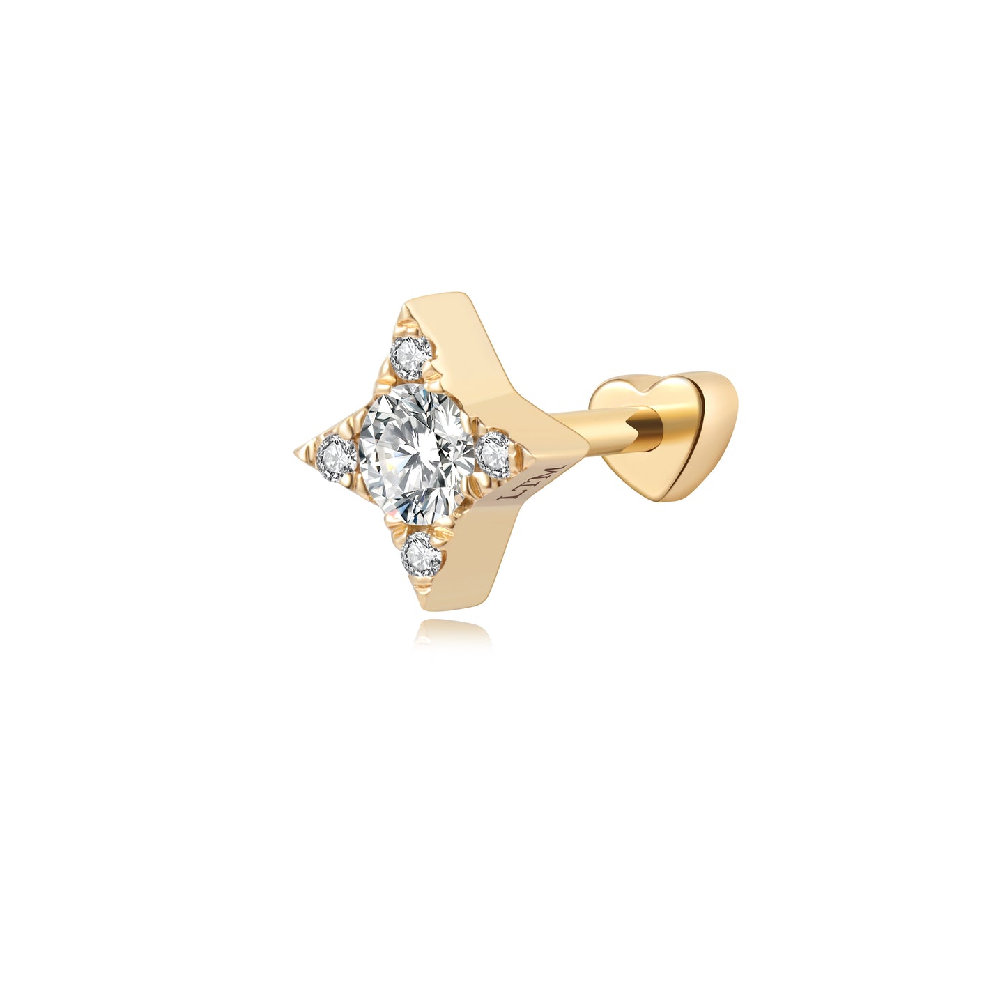 Natural Diamond Cut Threaded Star Stud Earring - LTM JEWELS