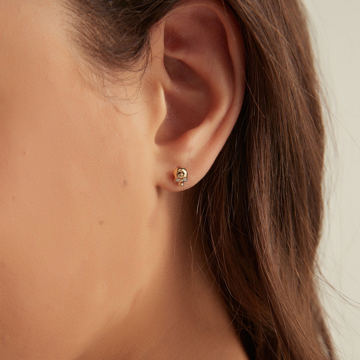 Natural Diamond Threaded Stud Skull Earring - LTM JEWELS