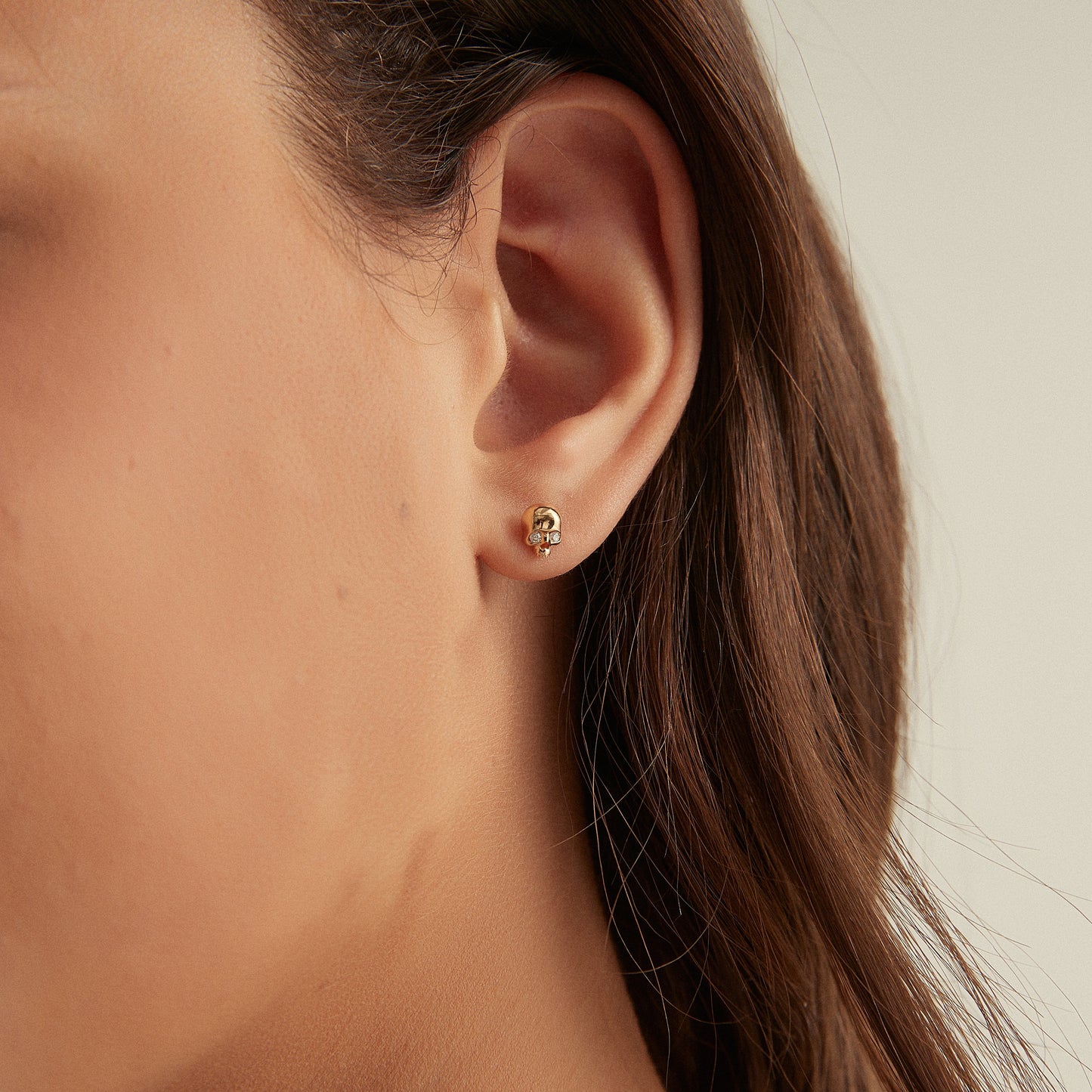 Natural Diamond Threaded Stud Skull Earring - LTM JEWELS