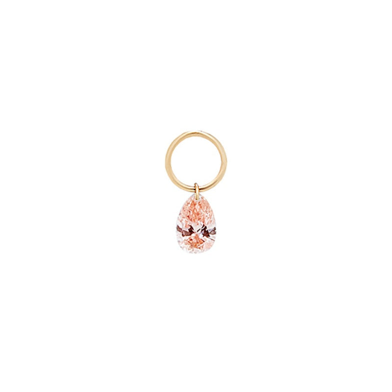 Pear Floating Pink Diamond Charm Earring - LTM JEWELS