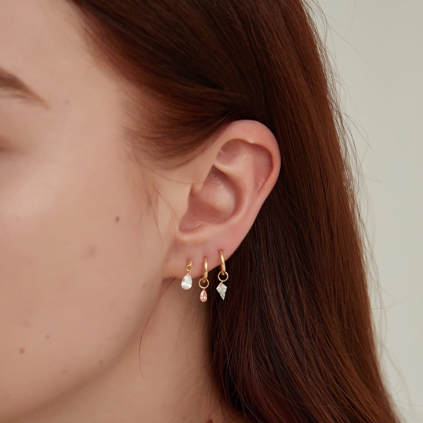 Pear Floating Pink Diamond Charm Earring - LTM JEWELS