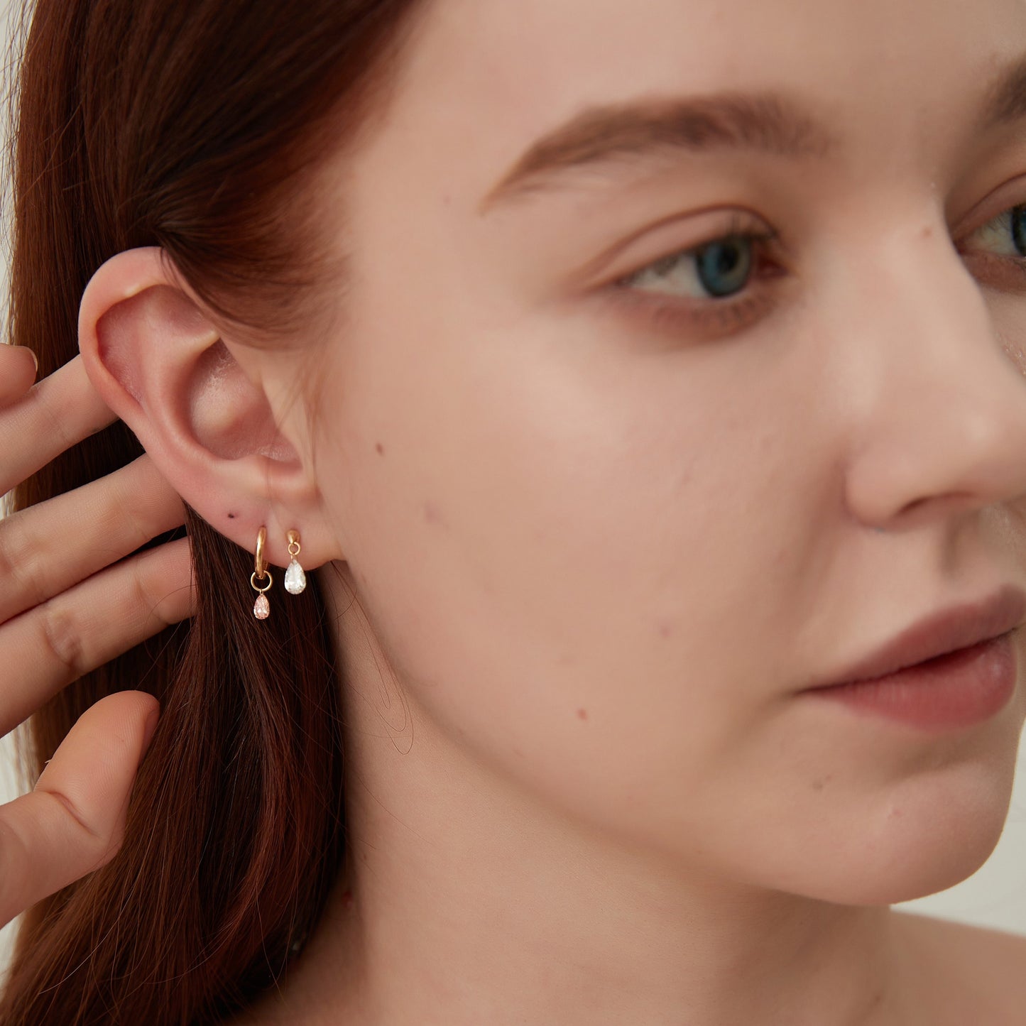 Pear Floating Pink Diamond Charm Earring - LTM JEWELS