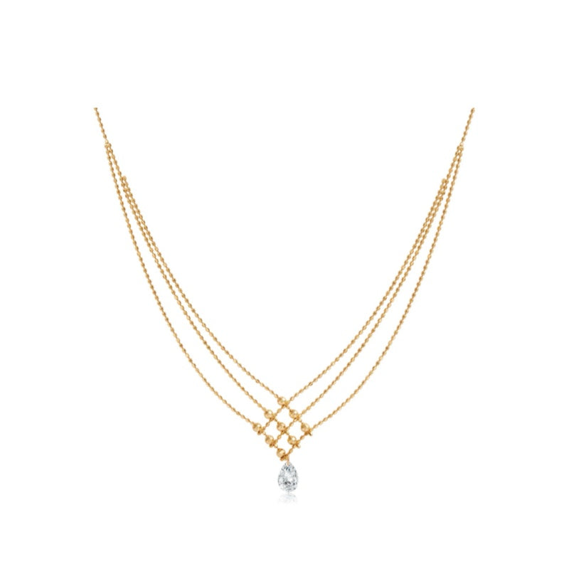 Pear-Shaped Floating Diamond Lace Necklace