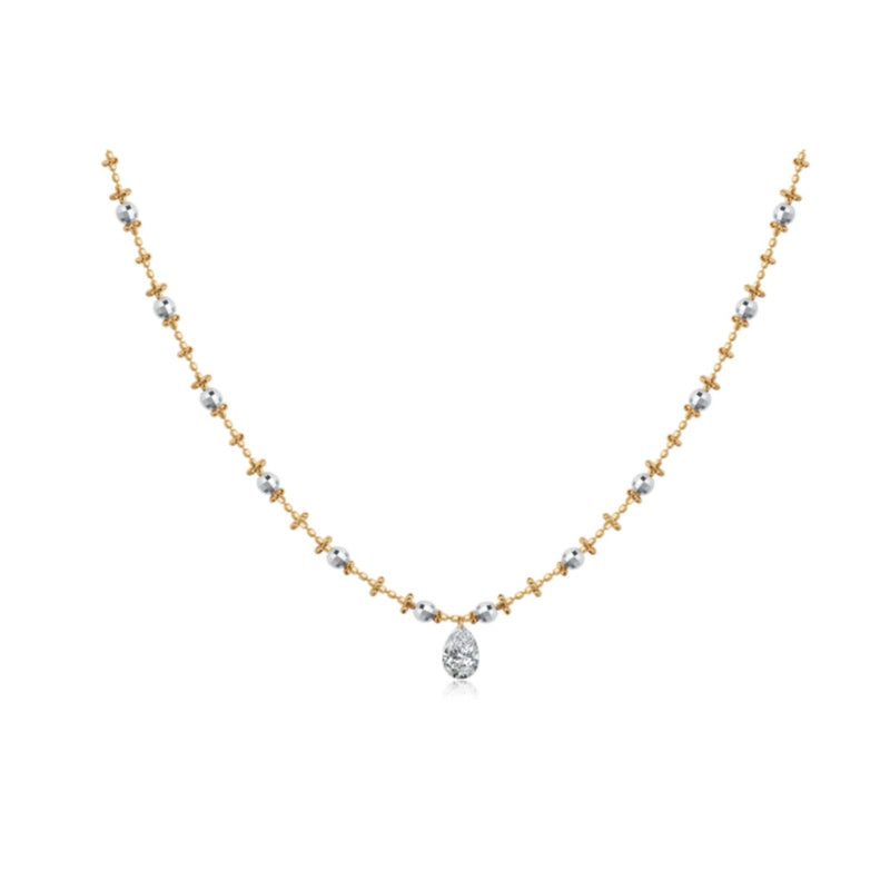 Pear-Shaped Floating Diamond Lace Necklace