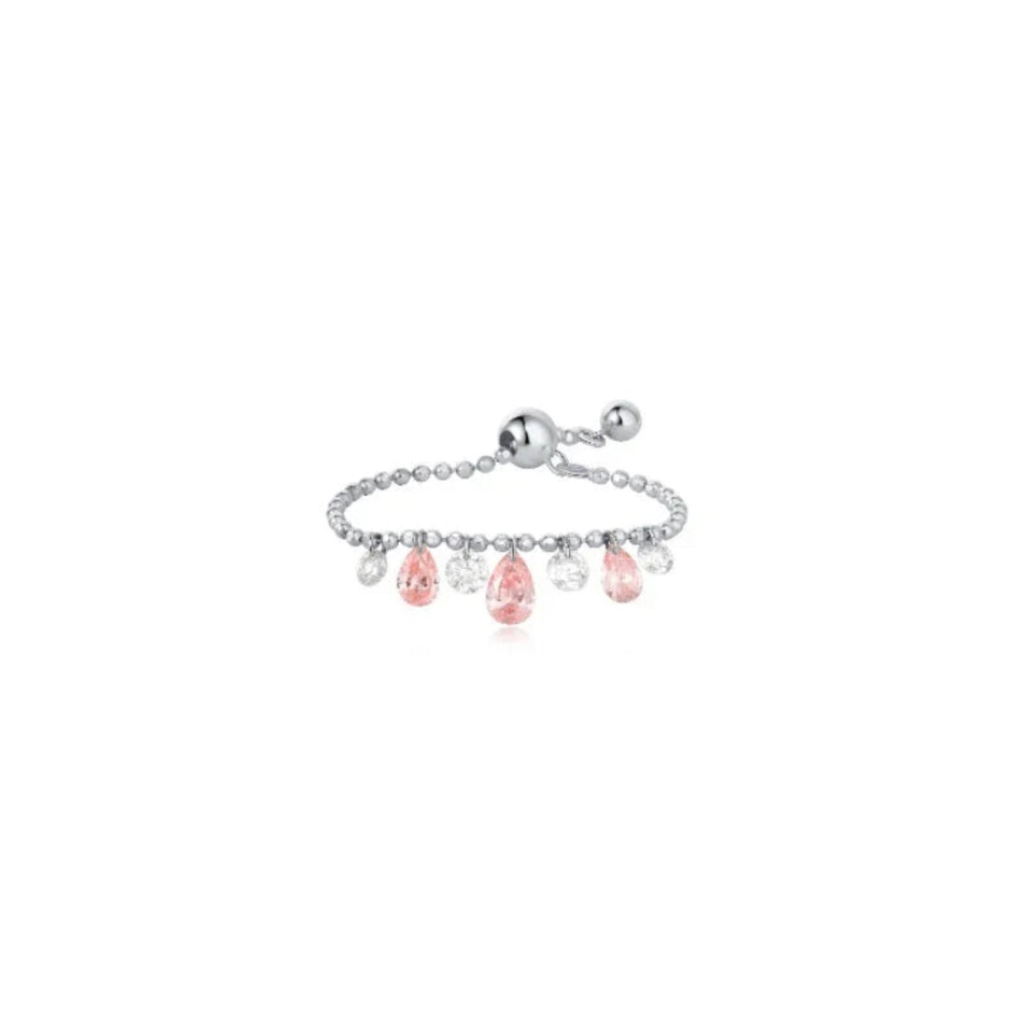 LTM & CO. Seven Drilled Pink & White Diamond Beaded Ring from the Radiant Drift collection. Features seven floating lab-grown diamonds (pink and white) laser-drilled onto a textured 18K solid gold beaded band. A rhythmic, architectural design featuring setting-free diamonds for maximum sparkle and modern, sustainable elegance.