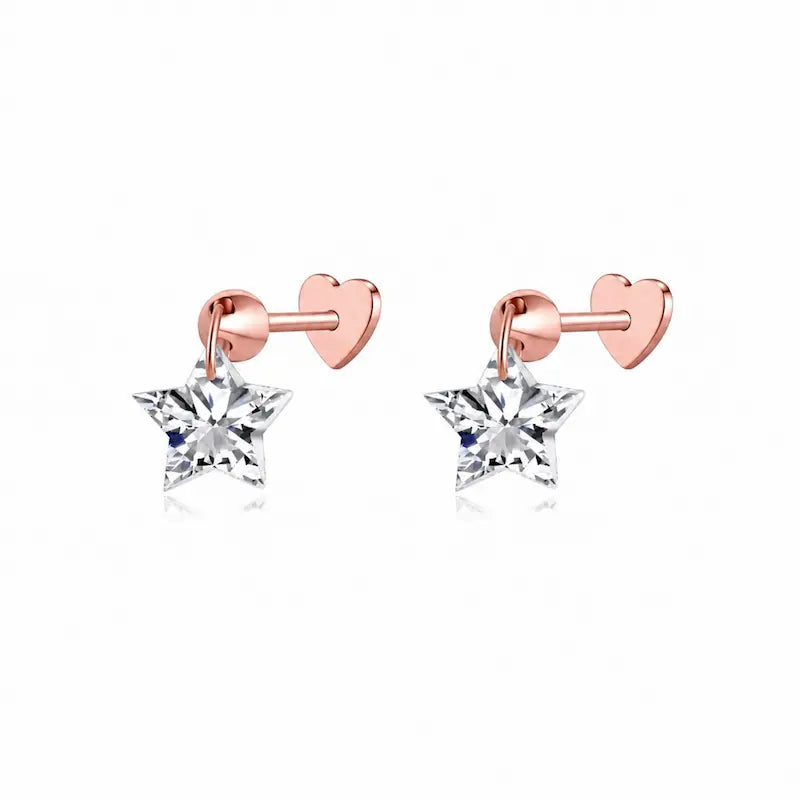 This primary product image highlights the LTM & CO. Star-Cut Diamond Stud, featuring a mesmerizing, five-pointed star-shaped lab-grown diamond set against a minimalist backdrop. The diamond is a masterpiece of geometric precision, with each facet expertly angled to maximize brilliance and fire. Central to the brand’s innovative identity, this stud utilizes advanced laser-drilling technology, allowing the diamond to be secured to the 18K solid gold (Au750) post without the need for traditional metal prongs.
