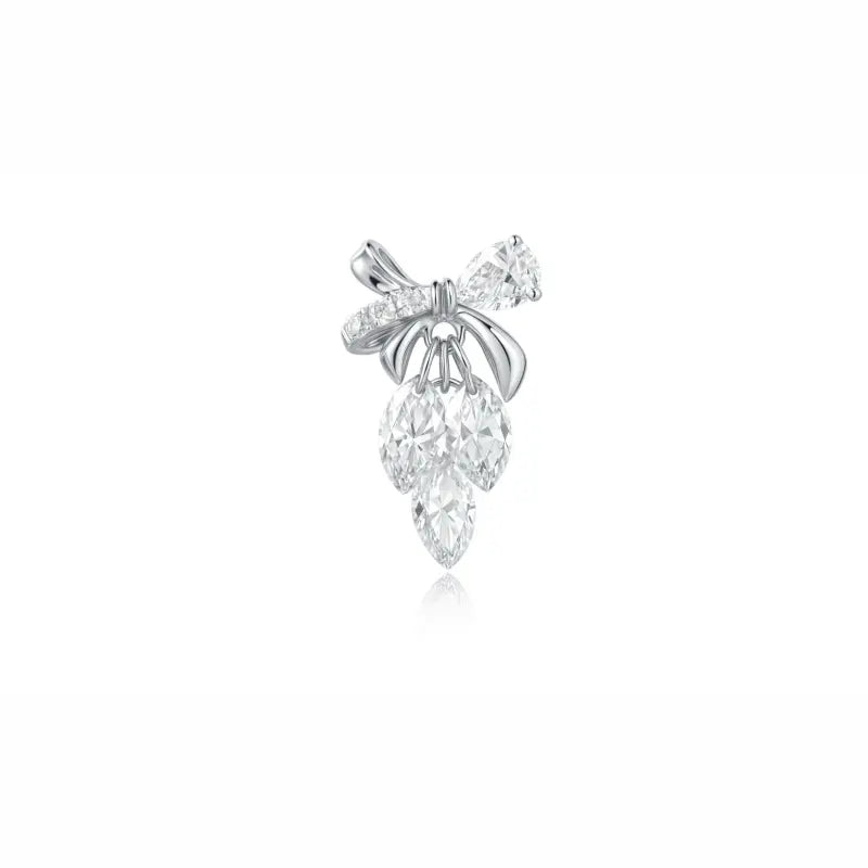 18K Solid Gold Bow & Plume Floating Lab Diamond Stud Earring by LTM & CO.™, featuring a shiny sculptural design with floating diamond detail for modern fine jewelry styling.