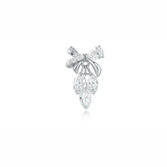 18K Solid Gold Bow & Plume Floating Lab Diamond Stud Earring by LTM & CO.™, featuring a shiny sculptural design with floating diamond detail for modern fine jewelry styling.