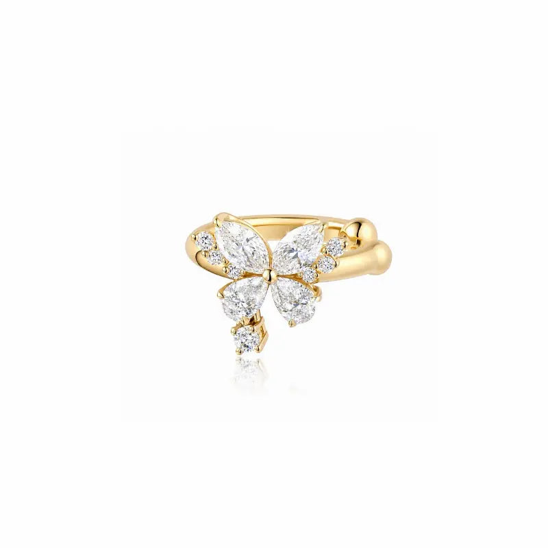 Butterfly Diamond Ear Cuff from the LTM & CO. Celestial Drift collection, crafted in 18K solid gold and featuring a total of 0.40ct lab-grown white diamonds. The graceful butterfly-inspired silhouette is designed to be worn without a piercing, creating an elegant and distinctive curated ear look.